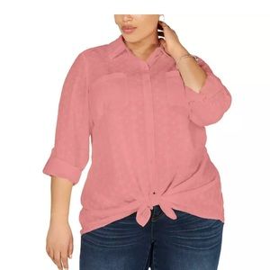 Style & Co.Plus Sizes Tie Front Shirt  Peach Berry